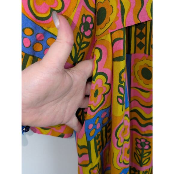 Dawn O'Porter x Joanie Sunrise Floral Geometric Maxi Dress Sz US 12 Artsy - Picture 2 of 10